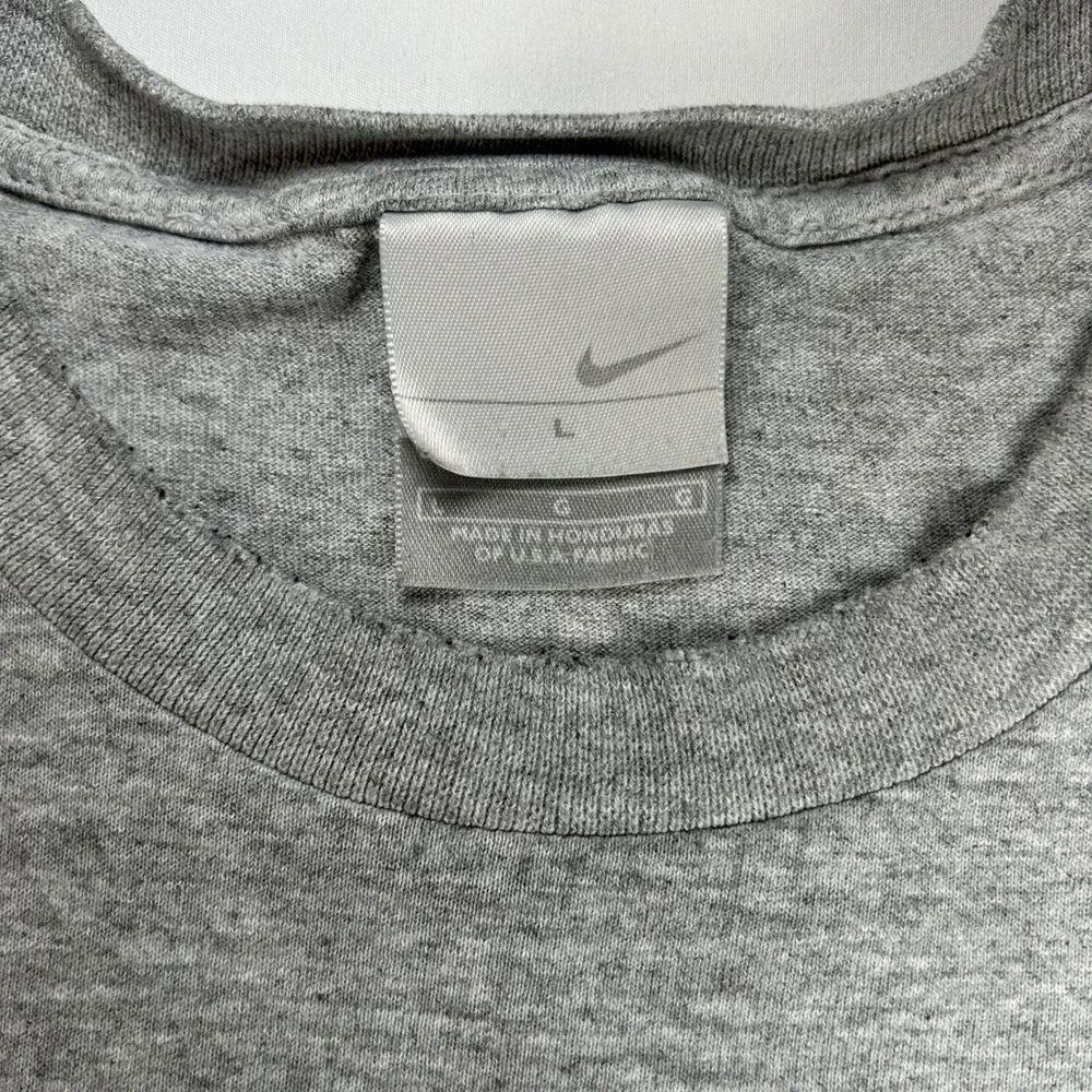 Nike Mens Graphic T-Shirt‎ Grey Blue Swoosh Spellout Logo Size